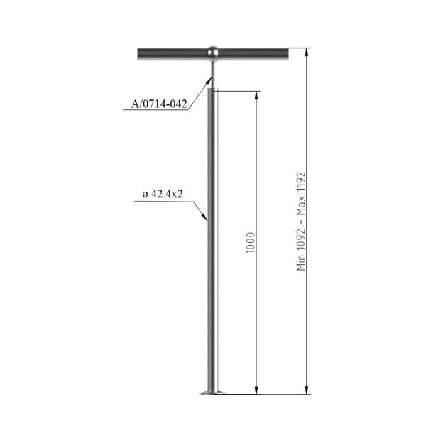 Pfosten Boden 42,4 Geländer Balkon Treppengeländer Steher Rundrohr Edelstahl V2A
